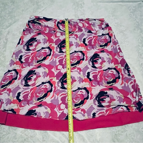 Reversible Skirt Womens Size Large Floral Pink Black Purple Stretch Slimming - Picture 11 of 12
